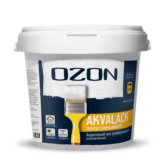 Лак акриловый по дереву для наружных работ OZON Akvalack АЛ-0,9   обычная
