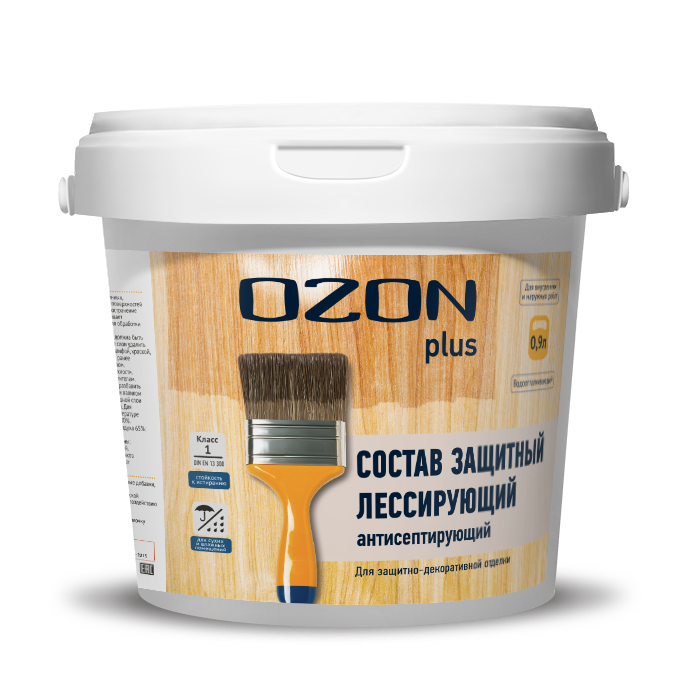 Антисептический защитный лессирующий лак для дерева OZON Plus ЛАП-0,9   обычная