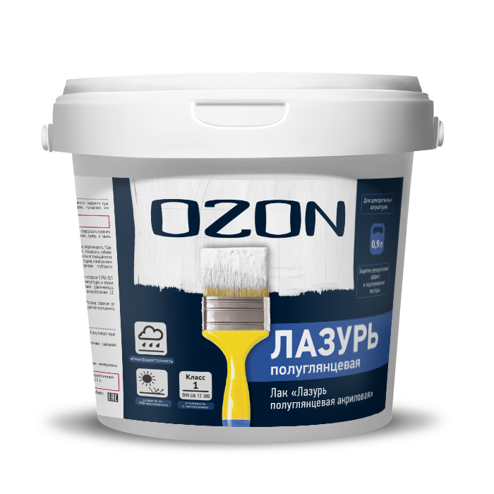 Лак-пропитка "Лазурь полуглянцевая" OZON ЛПГМ-0,9   морозостойкая