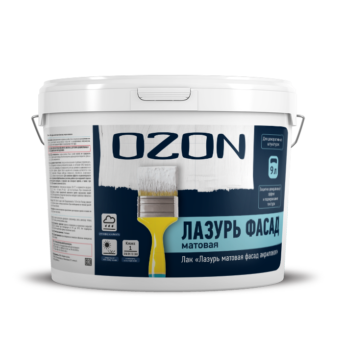 Лак "Лазурь матовая фасад" OZON ЛМФМ-10   морозостойкая