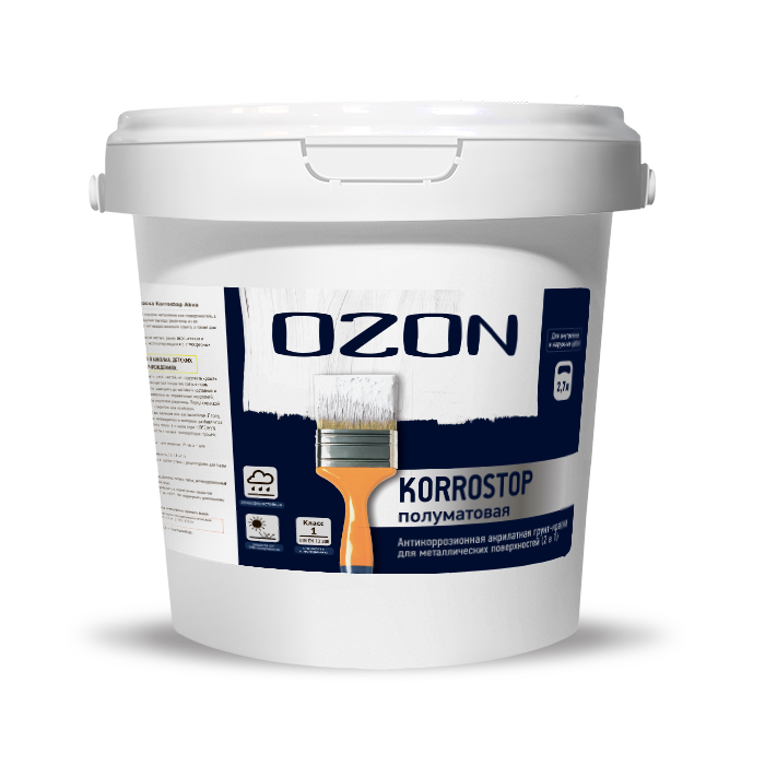 Краска для металла OZON Korrostop (3 в 1) ВД-АК-155АМ-3,3 А (белая)  морозостойкая
