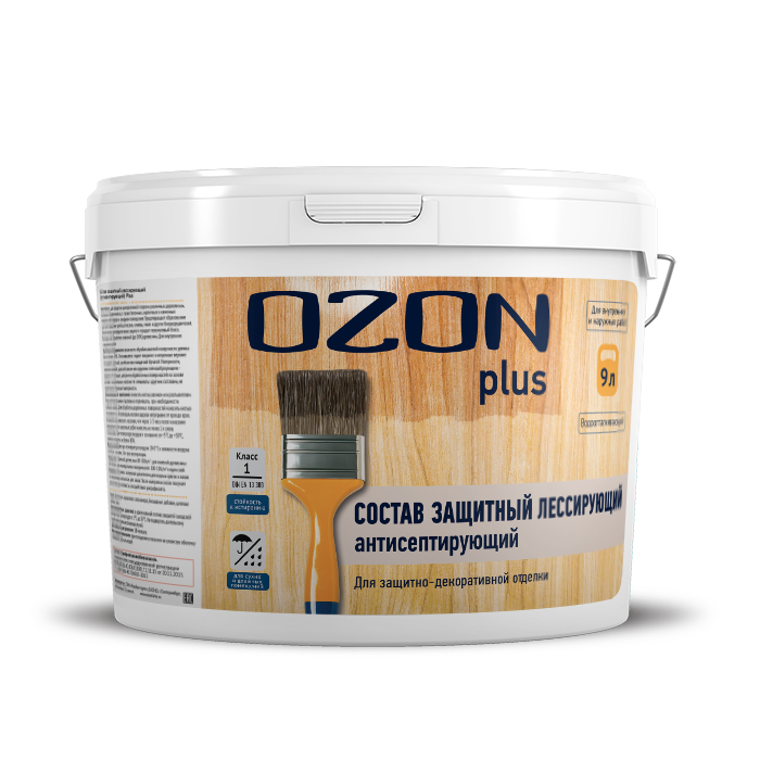 Антисептический защитный лессирующий лак для дерева OZON Plus ЛАП-9,0   обычная