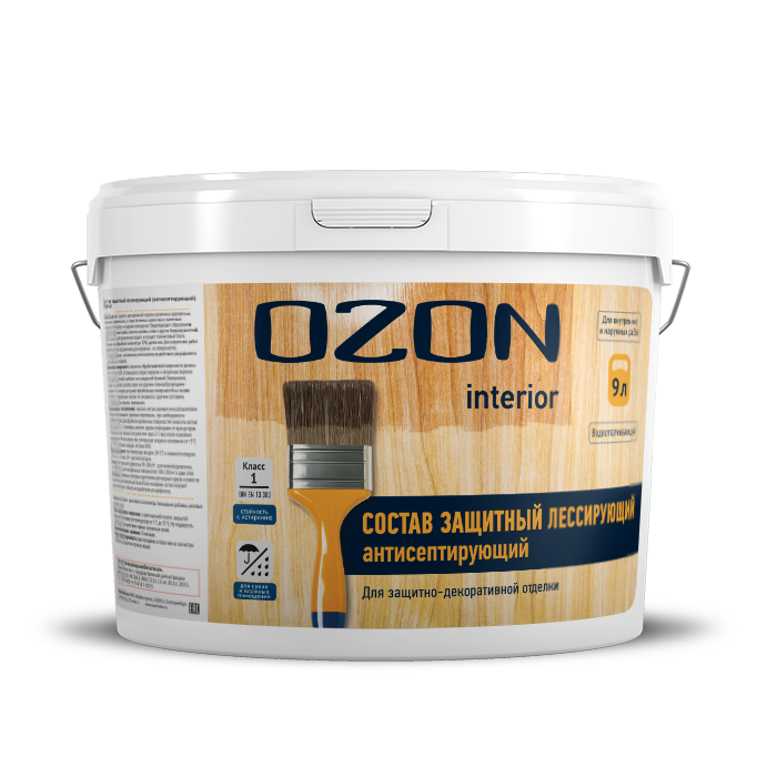 Антисептический защитный лессирующий лак для дерева OZON ЛА-9,0   обычная