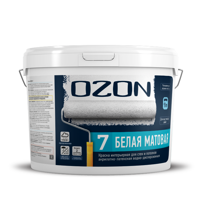 Краска интерьерная акрилатно-латексная матовая OZON-7 ВД-АК-233СМ-12 С (бесцветная)  морозостойкая