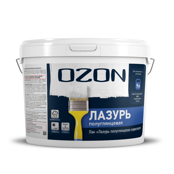 Лак-пропитка "Лазурь полуглянцевая" OZON ЛПГМ-9   морозостойкая