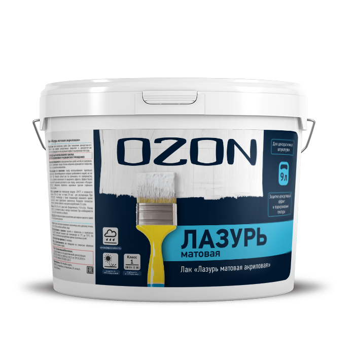 Лак "Лазурь матовая" для декоративной штукатурки OZON ЛММ-10   морозостойкая