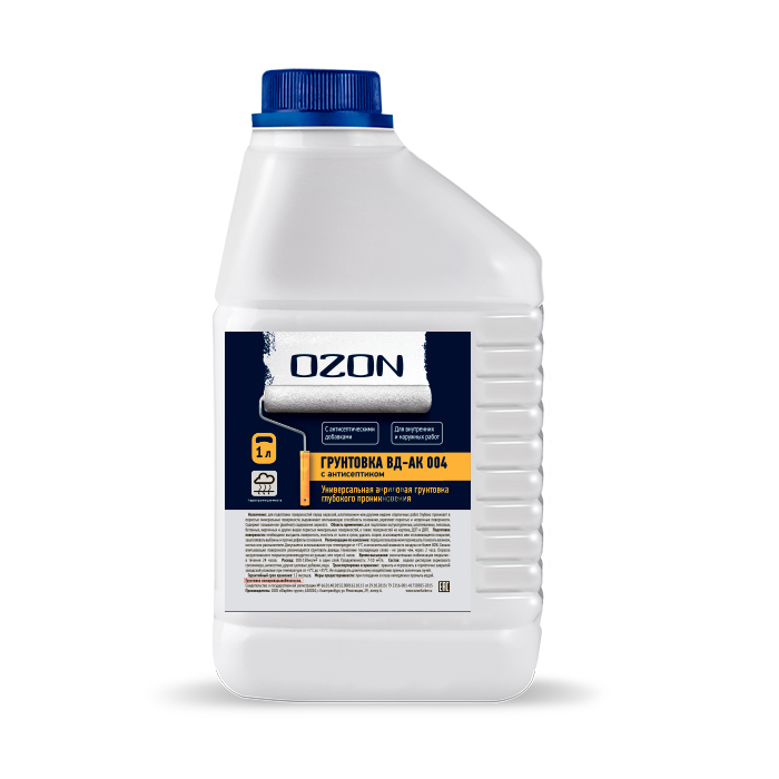 Грунтовка акриловая антисептическая против плесени OZON Basic ВД-АК-004(-5)-1   для работ при -5°С