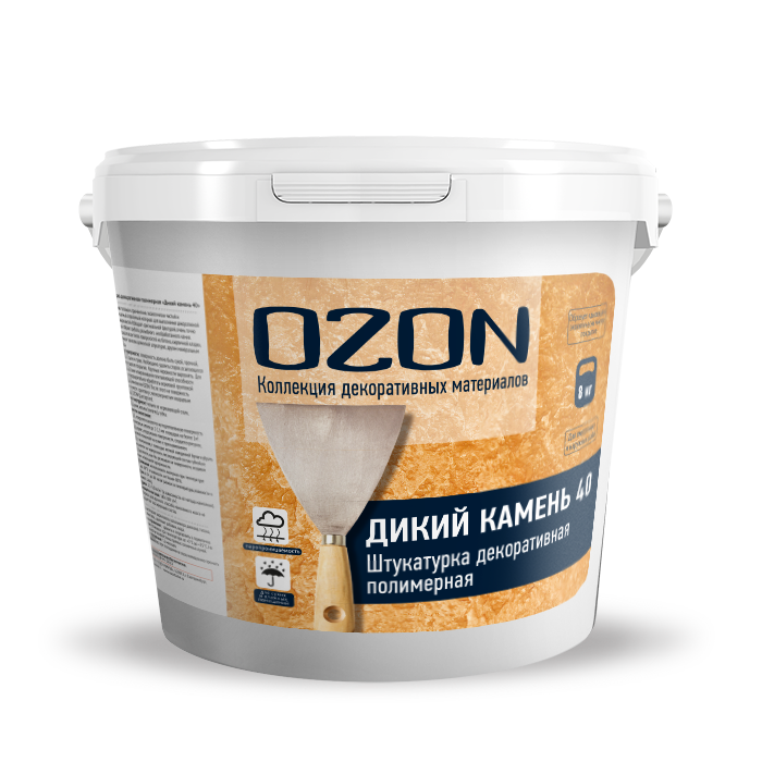 Штукатурка декоративная "Дикий камень 40" ДК-40-8 белая  морозостойкая