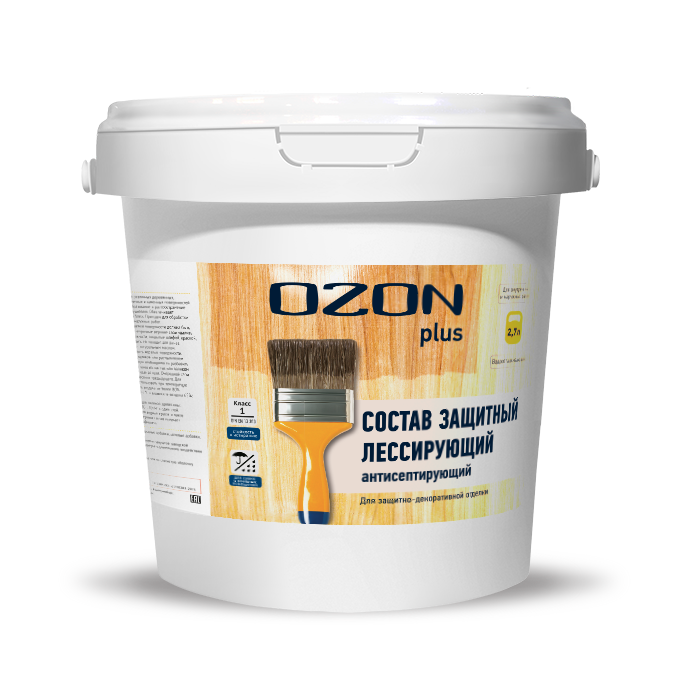 Антисептический защитный лессирующий лак для дерева OZON Plus ЛАП-2,7   обычная