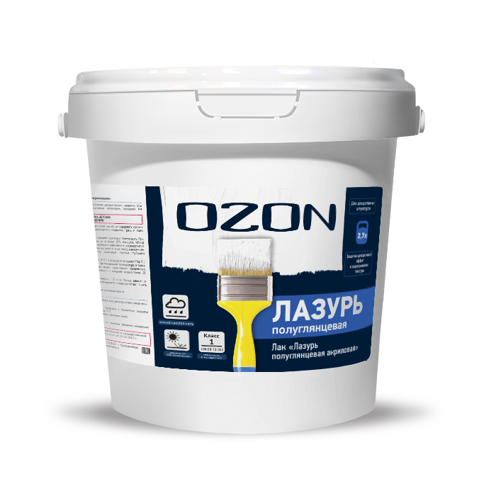 Лак-пропитка "Лазурь полуглянцевая" OZON ЛПГМ-2,7   морозостойкая
