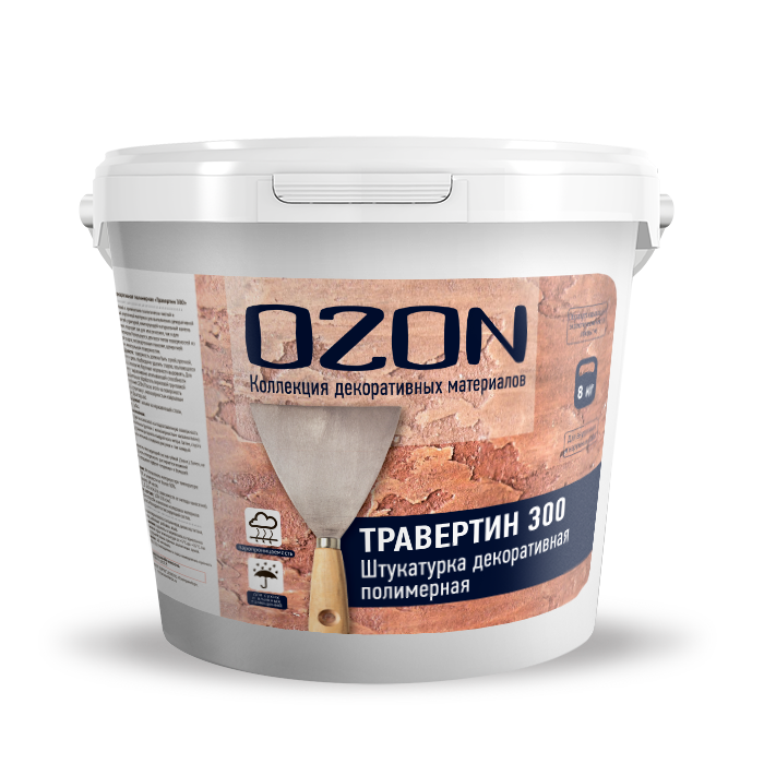 Штукатурка декоративная "Травертин 300" ТР-300-8 белая  морозостойкая